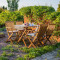 Dārza mēbeļu komplekts FINLAY, galds un 4 krēsli (13182), saliekams, koks: akācija, piesūcināta ar eļļu K131801 HOME4YOU