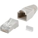 Goobay RJ45 kontaktdak&scaron;a 68746, 10 gab., pelēka, RJ45 male (8P8C), apzeltīts 3&micro;, CAT 5e, STP, atslodzes aizsargapvalks