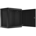 Lanberg Seinale paigaldatav kapp 19'' WF01-6412-00B, 450mm, 12U, 60kg, IP20, metalluksed, 4 vertikaalset riba, 2 ventilaatori pesa