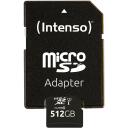 Intenso m&auml;lukaart MicroSDXC 3423493 512 GB, lugemiskiirus 90 MB/s, UHS-I, klass 10, adapter kaasas, must