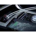 Baseus automobilių įkroviklis su ekranu TZCCBX-0G, 24W, 2xUSB, 4.8A, 1.2m 3-in-1 laidas, aliuminis, nailonas