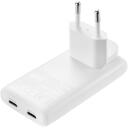Sandberg Ceļojumu lādētājs 441-68, 2xUSB-C, 100-240V, 65W, 2 porti, Power Delivery, balta