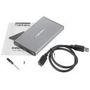 Natec HDD cietā diska korpuss NKZ-1281, 2.5", 4 TB, 6 Gbit/s, 9.5 mm, USB 3.0, pelēks, SATA, 1 disks