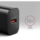 Axagon зарядное устройство ACU-QC18 18W 1&times; USB-A QC 3.0, Входное напряжение 100-240V, Защита питания, Черный