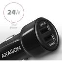 Axagon Auto Laadija PWC-5V5 24W, 2x USB-A 5V/2.4A, toiteadapter, 12-24V, must, kiire laadimine, OCP, OVP, OTP, OSP