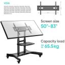 Onkron TV stovas TS1380-B, 50-83 colių, maksimali apkrova 65.5 kg, VESA 100x100-800x500 mm, auk&scaron;čio reguliavimas 880-1200 mm