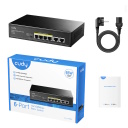 NetPower 6-Port 100M PoE+ Slēdzis 4×30W PoE CCTV Režīms 250m Watchdog Tērauds Melns Cudy FS1006P