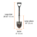 Mazā lāpsta ar apaļu asmeni 15x37cm, stikla &scaron;ķiedras kāts, plastmasas D-rokturis, 70cm TR-BY-F TRUPER