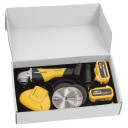 Akumuliatorinis kampinis šlifuoklis, bešepetėlis, 20V, Ø115mm, 2x4Ah, 5 priedai. POWXB20030 POWERPLUS