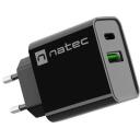 Natec Lādētājs RIBERA NUC-2062, 20W, 100-240V, 50/60Hz, 3A, 1xUSB-C, 1xUSB-A, ātrā uzlāde, universāls
