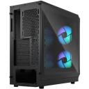 Fractal Design Arvutikorpus Focus 2 RGB FD-C-FOC2A-03, 2xUSB 3.0, 6x2.5'', 2x3.5'', must, klaass k&uuml;lgpaneel, RGB valgustus