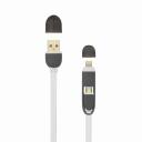 Sbox USB kabelis USB 2IN1W/R, 1m, līdz 480 Mbit/s, USB A M, microUSB M, Lightning (iPh) M, balta