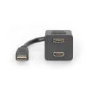 Digitus Video signāla dalītājs HDMI-HDMI AK-330400-002-S, 0,2m, 1xHDMI M, 2xHDMI F, 1920x1200, zelta kontakts