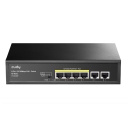 NetPower 6-Port 100M PoE+ Slēdzis 4×30W PoE CCTV Režīms 250m Watchdog Tērauds Melns Cudy FS1006P