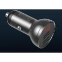 Baseus automobilių įkroviklis su ekranu TZCCBX-0G, 24W, 2xUSB, 4.8A, 1.2m 3-in-1 laidas, aliuminis, nailonas