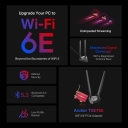 AXE5400 Wi-Fi 6E Bluetooth 5.3 PCIe adapteris, TP-Link, Archer TXE75E, 2&times; augstas jaudas tri-band antenas, 11ax: līdz 2402 Mbps