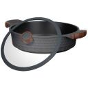Resto kastrul 93506, 4.4 L, 28 cm, &uuml;mmargune, must/puit, klaasist kaas, ergonoomilised k&auml;epidemed, induktsioonip&otilde;hi