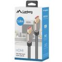 Lanberg HDMI kaabel CA-HDMI-30CU-0018-BK, 1.8m, 8K, 60Hz, 48Gbit/s, vask, kuldne pistikud, HDR, ARC, Plug and Play