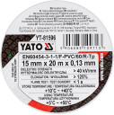 Izoliacinė juosta PVC 15 mm × 20 m balta ugniai atspari dielektrinė stiprumas 40 kV/mm YT-81596 Yato