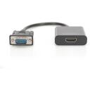 Digitus VGA-HDMI muundur DA-70473, 1920 x 1080p, 1 x HDMI, 1 x D-Sub 15pin, 1 x 3,5 mm minijack, USB toide