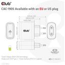 Club3D lādētājs CAC-1905EU 65W, 100-240V, 1x USB Type-C, PD 3.0, OCP, OVP, SCP, OTP, CE, FCC, melns