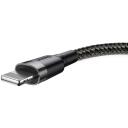 Baseus Cafule USB Lightning kabelis CALKLF-CG1, 200cm, 1,5A, Lightning, USB 2.0, nailono apvalkalas, aliuminio jungtys