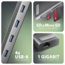 Axagon док-станция HMC-10HLS, USB 5Gbps, 4x USB-A, HDMI 4K/60Hz, RJ-45, SD/microSD, PD 100W