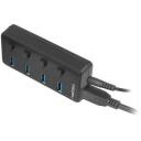 Natec USB keskjaam Mantis 2 NHU-1557, 4xUSB 3.0 A, 1xUSB B, 230V, l&uuml;litid, toiteallikas