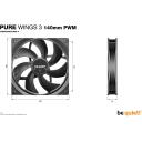 Be Quiet Korpusinis ventiliatorius PURE WINGS 3 BL139, 140mm, 5-13.2V, 0.96mmH2O, 1200RPM, 3 ventiliatoriai, juodas