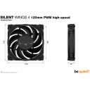 Be Quiet Kompiuterio korpuso ventiliatorius BL094, 120mm, 2500RPM, 130.31m&sup3;/h, 3.96mmH2O, FDB, PWM, juodas