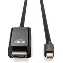 Lindy Video kaabel 36927 Mini DisplayPort HDMI 3840x2160@30Hz, 2m, 7.1 heli, must