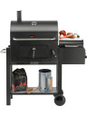 Ogļu grils ar kūpināšanas funkciju, LUND, 99925, 112x62x121 cm, melns, regulējams grils, termometrs, 3 rokturi, 2 riteņi
