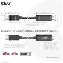 Club3D видеокабель CAC-1087, 3 м, DisplayPort 1.4, HDMI 2.1, 7680 x 4320, 120 Гц, HDR10, черный