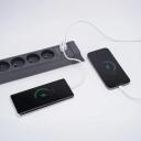 Hawk Удлинитель HWPS501GY, 1,5m, 5, 2xUSB, 20W, 545J, 16A, E/F, выключатель, заземление