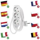 Emos Ilgintuvas P0321R, 1,5m, 3&times;2P+PE, balta, PVC, 3680W, vaikų apsauga