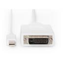 Digitus DisplayPort kaabel mini DP-DVI AK-340305-020-W, 2m, valge, Mini DisplayPort Male, DVI-D 24pin Male, DisplayPort 1.1a