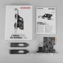 Axagon Адаптер PCEA-S2N 2x RS-232 250 кBd PCIe 5 Gbit/s, XON/XOFF, 256 B FIFO, черный, CE, RoHS
