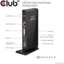 Club3D dokk CSV-3242HD, 6 x USB, 1 x RJ45, 1 x Audio, 1 x Mic, 1 x DVI, 1 x HDMI, 10/100/1000 Mbit/s