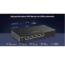 Ruijie RG-EG305GH-P-E | Reyee 5 Gigabit Prievadų Maršrutizatorius — 4 PoE Išėjimai, 4 WAN Prievadai, iki 300 Vartotojų, 1.5 Gbps, 64 VPN Tuneliai, Juodas Dizainas