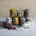 346 ml keeratava kaanega purk mustade kaantega - 6 tk BROWIN 132349, klaas, &Oslash;82 mm, 8.5x8.5x9.7 cm