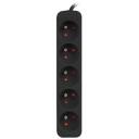Lanberg pikendus PS0-05E-0150-BK, 1.5 m, 5 x CEE 7/5, 2500 W, 10 A