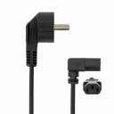 Sbox PC strāvas kabelis POWER-KUTNI, 2m, 220V/50-60Hz, 10A, Eiro tips E/F, IEC C13, 3 x 28 x 0,15 Cu, 0,5 mm&sup2;, melna