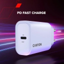 Compact wall USB charger with 30 W maximum power and 1×PD USB C port OnCharge 30CL Max Power 30W EU Black CNE-CHA30CLB CANYON