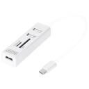 Digitus USB Type-C OTG 3-Port HUB un kar&scaron;u lasītājs DA-70243, 3xUSB 2.0, 480 Mbit/s, balts