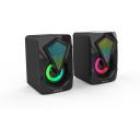 Denver Spēļu skaļruņi 123040000000, 2 x 3W RMS, RGB gaismas funkcija, USB savienojums, 3,5mm audio spraudnis