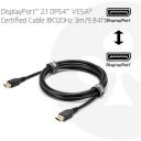 Club3D DisplayPort 2.1 CAC-1093 kaabel 3m, 54Gbps, 8K120Hz, 2160p/4320p, sirge pistik, must