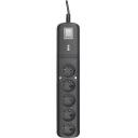 Lestar pārsprieguma aizsargs LV-530W 1966000293, 2,5m, 5 E tipa kontaktligzdas, 10A, 230V, 155 J, melns