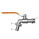 Bumbieru krāns 3/4", 1" vītnes izeja ar 3/4" &scaron;ļūtenes adapteri, Niķelēts misiņ&scaron;, GKK04342519Z, 19mm &scaron;ļūtenes diametrs