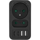 Maclean muciņa x2 + 4xUSB, MCE249 F/B, 100-240VAC, 50-60Hz, 2xUSB-A, 2xUSB-C PD 20W, 1x16A, 1x6A, melna