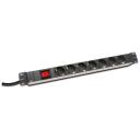 Digitus Maitinimo juosta DN-95402, 2m, 7 lizdai, 250V, 16A, 4000W, 1U aliuminio PDU